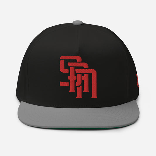 "SAN" Flat Bill Cap | E Luna Brand SELECT | 3 Red Thread Logos | 3D Puff Edition