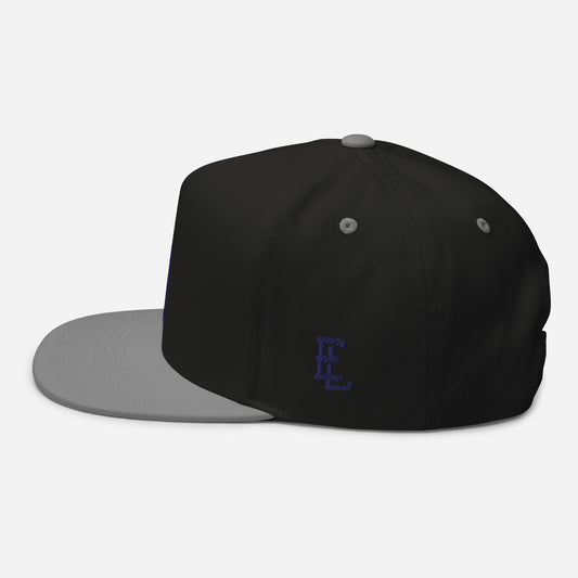 Gorra de visera plana "DGO" | E Luna Brand ESSENTIAL | 2 logotipos hilo azul marino