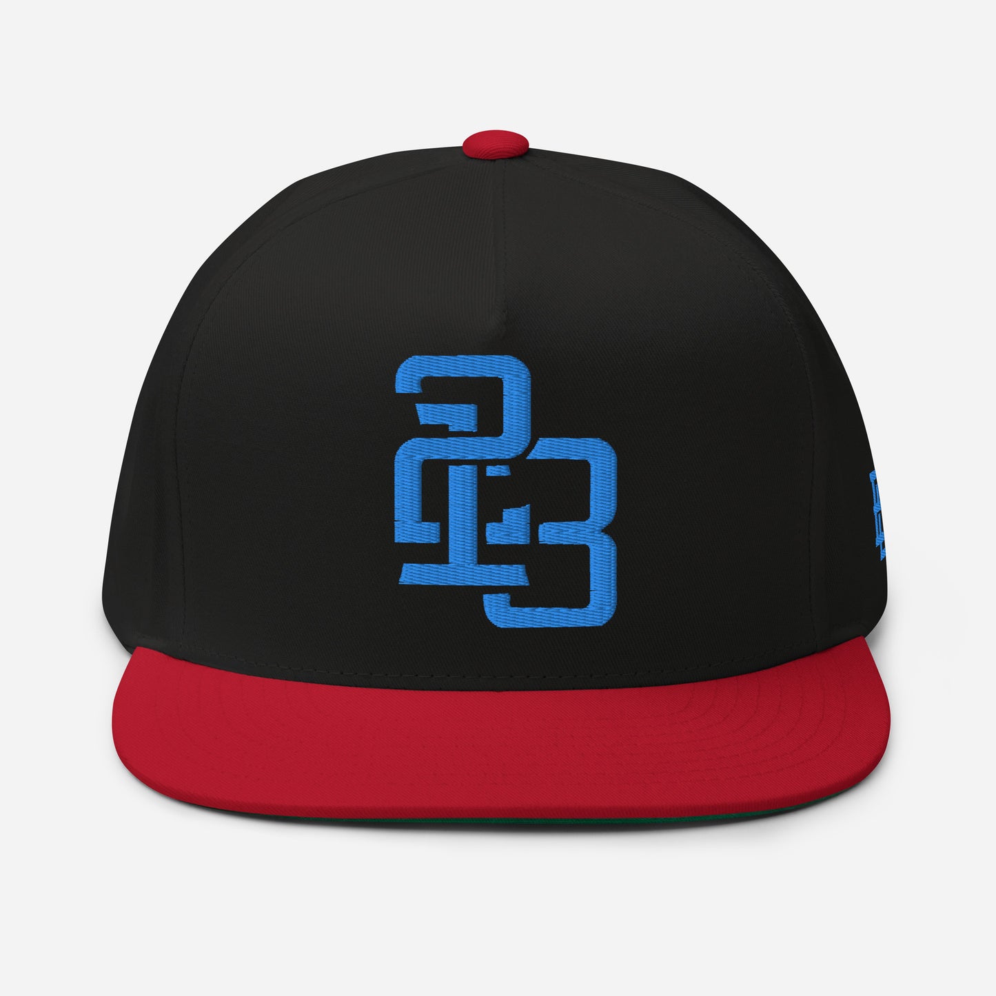 "213" Flat Bill Cap | Yupoong 6007 | E Luna ESSENTIAL Duocrest 2 Aqua/Teal Thread Front & Left Side Logos