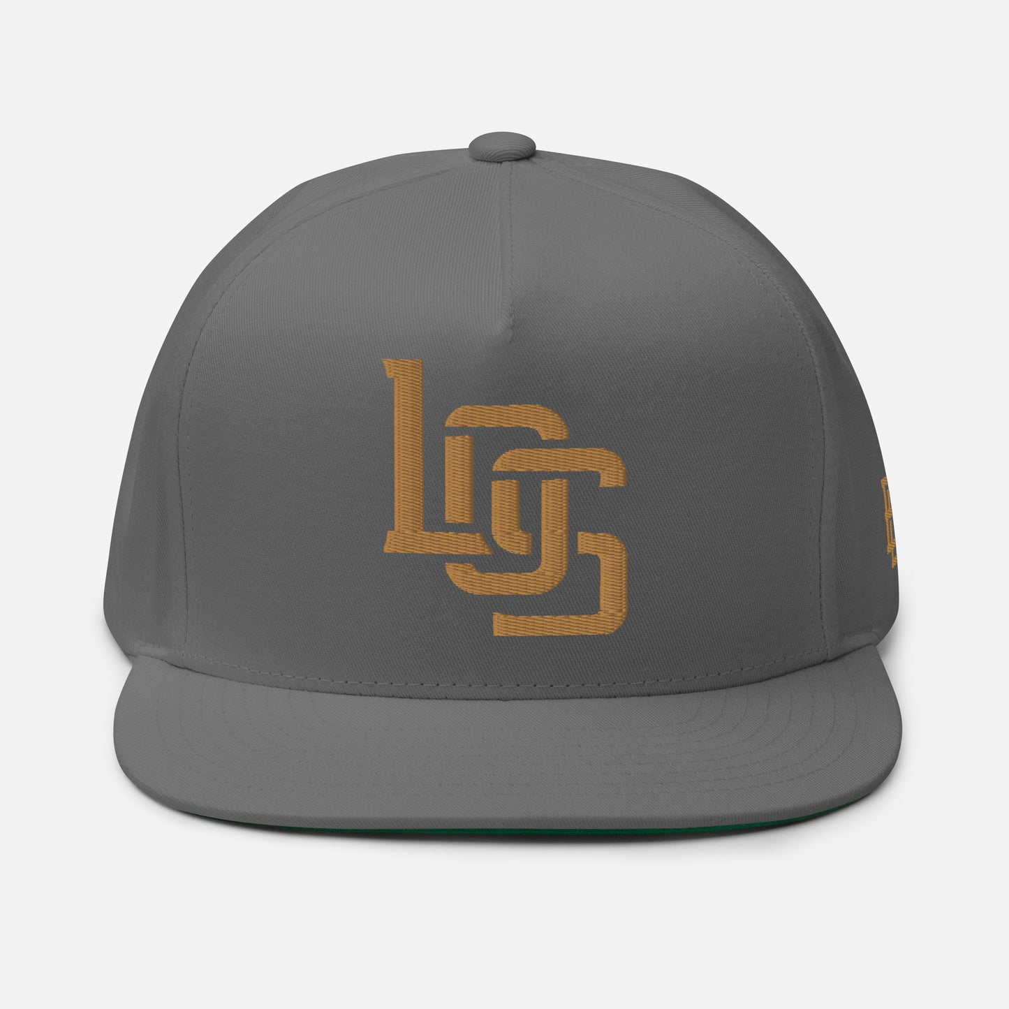 "LOS" Flat Bill Cap | E Luna Brand ESSENTIAL | 2 Old Gold Thread Logos