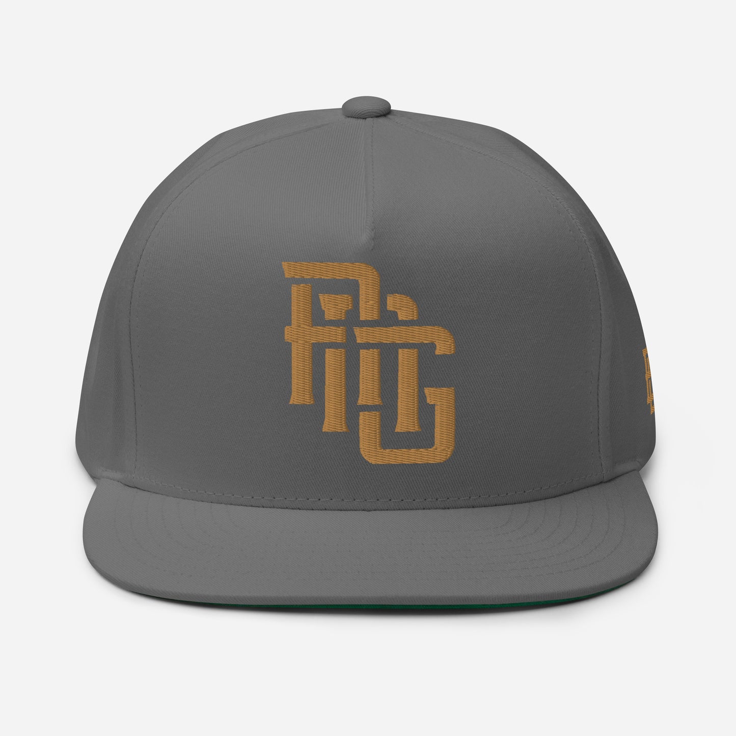 "ANG" Flat Bill Cap | E Luna Brand ESSENTIAL | 2 Old Gold Thread Logos