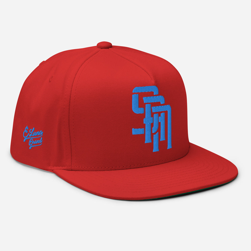 Gorra de visera plana "SAN" | E Luna Brand PREMIUM | 4 logotipos en hilo aguamarina/verde azulado | Edición 3D Puff