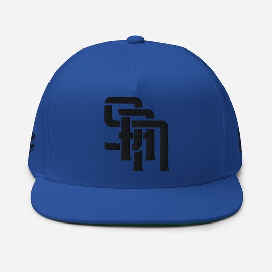 "SAN" Flat Bill Cap | E Luna Brand PREMIUM | 4 Black Thread Logos | 3D Puff Edition