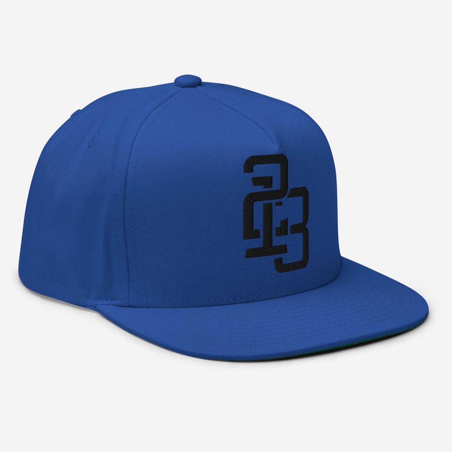 "213" Flat Bill Cap | Yupoong 6007 | E Luna ESSENTIAL Duocrest 2 Black Thread Front & Left Side Logos