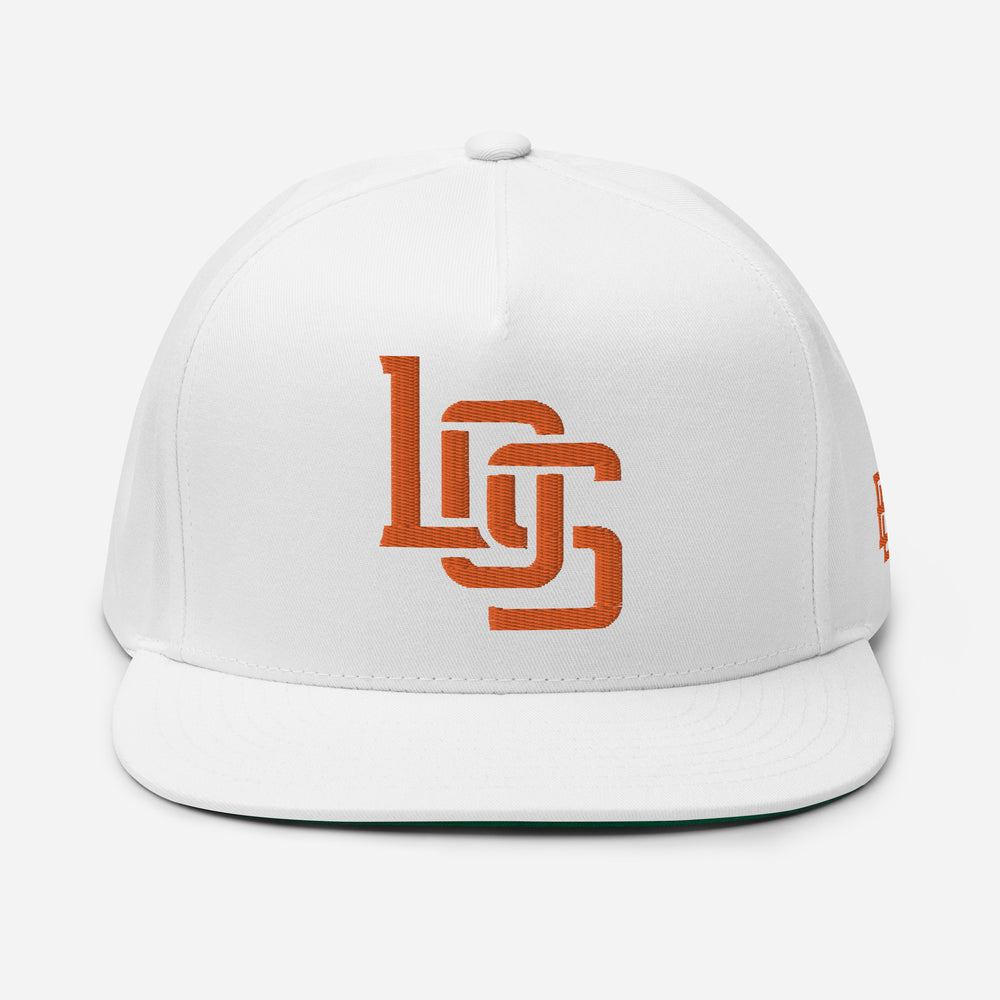 "LOS" Flat Bill Cap | E Luna Brand ESSENTIAL | 2 Orange Thread Logos