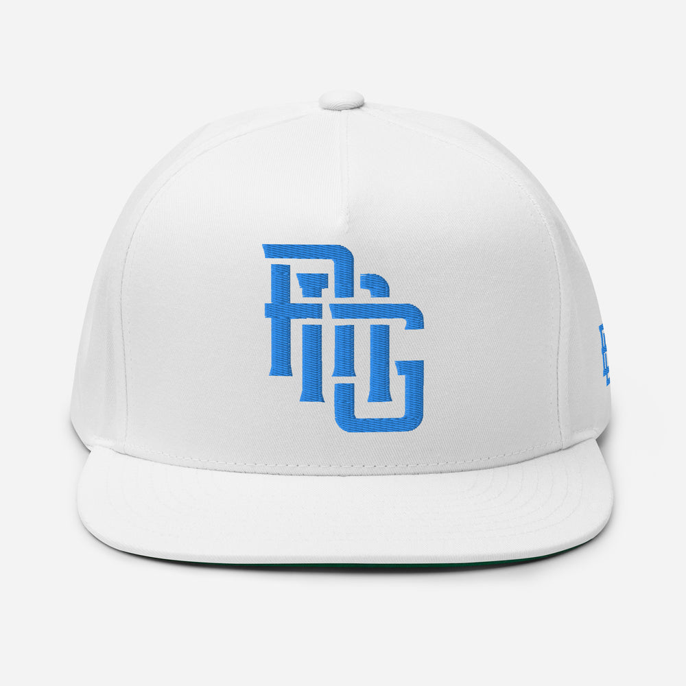 "ANG" Flat Bill Cap | E Luna Brand ESSENTIAL | 2 Aqua/Teal Thread Logos