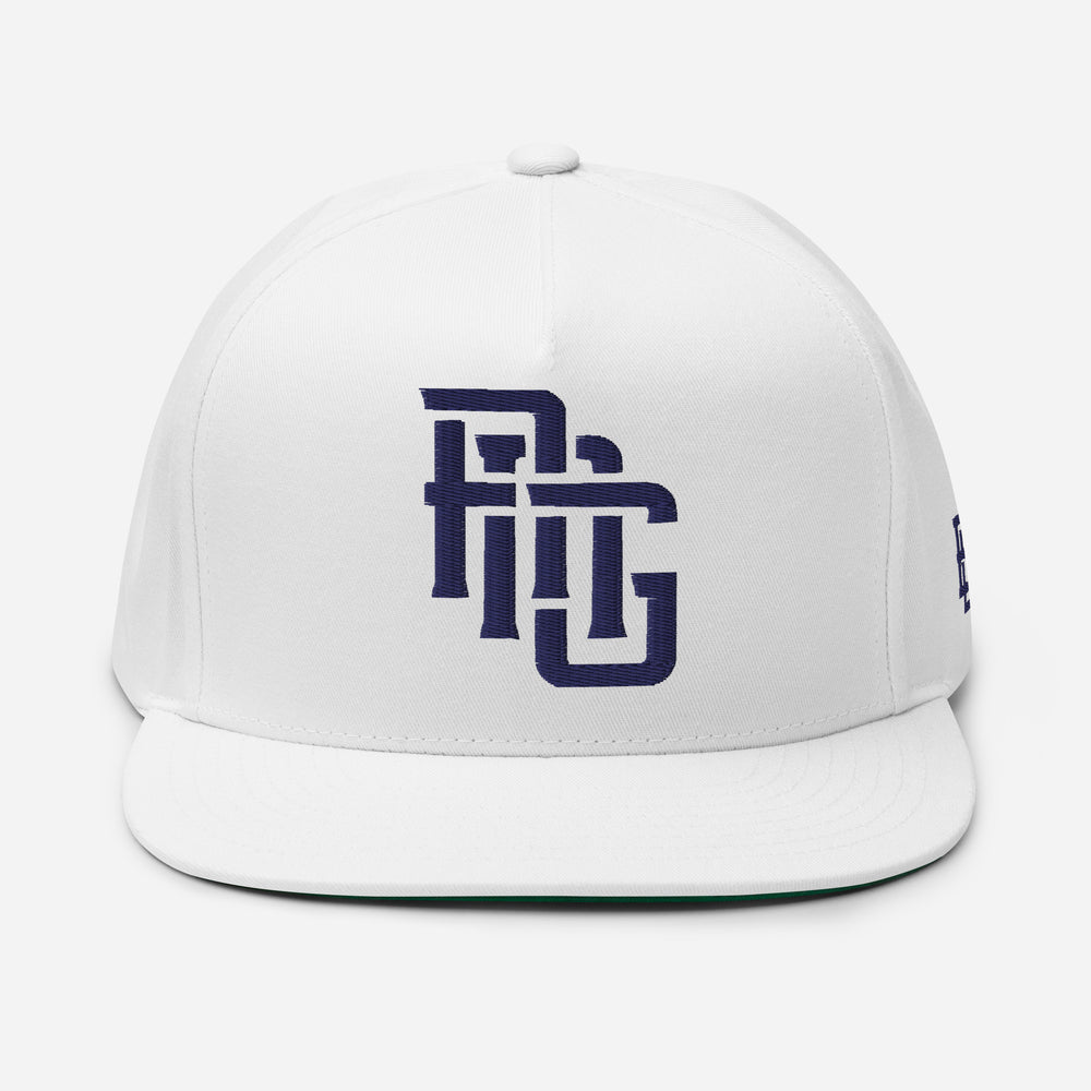 "ANG" Flat Bill Cap | E Luna Brand ESSENTIAL | 2 Navy Thread Logos