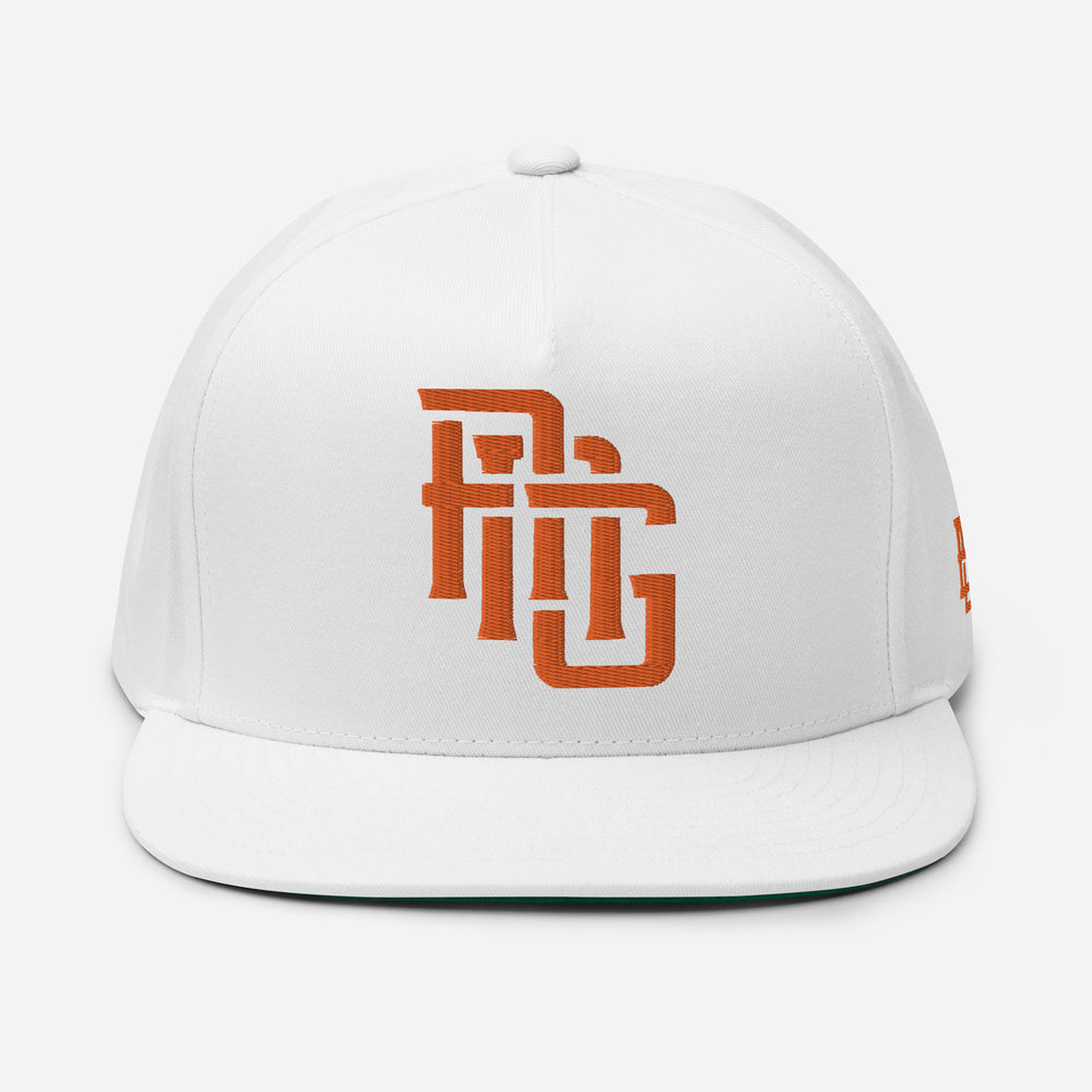 "ANG" Flat Bill Cap | E Luna Brand ESSENTIAL | 2 Orange Thread Logos