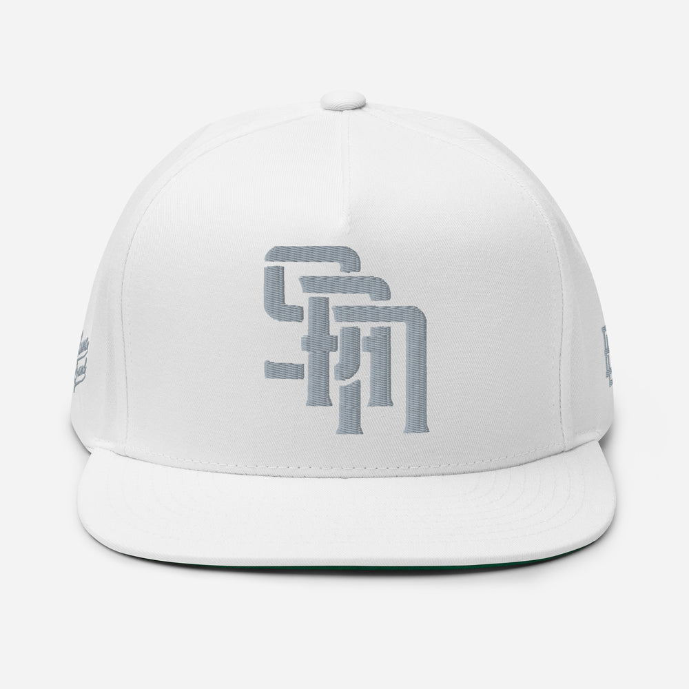 Boné Plano "SAN" | E Luna Brand PREMIUM | 4 Logotipos de Fio Cinza | Edição 3D Puff