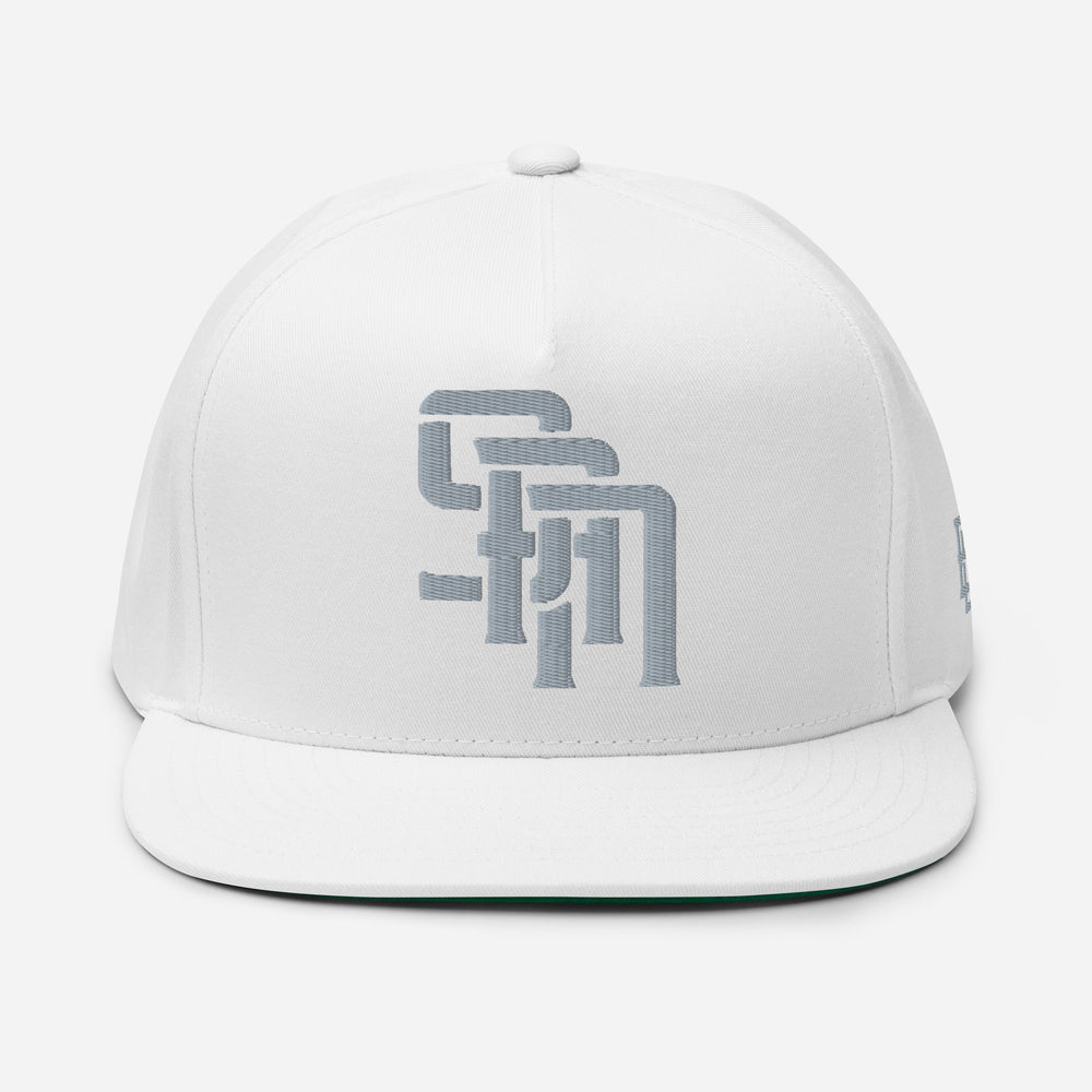 "SAN" Flat Bill Cap | E Luna Brand SELECT | 3 Grey Thread Logos | 3D Puff Edition