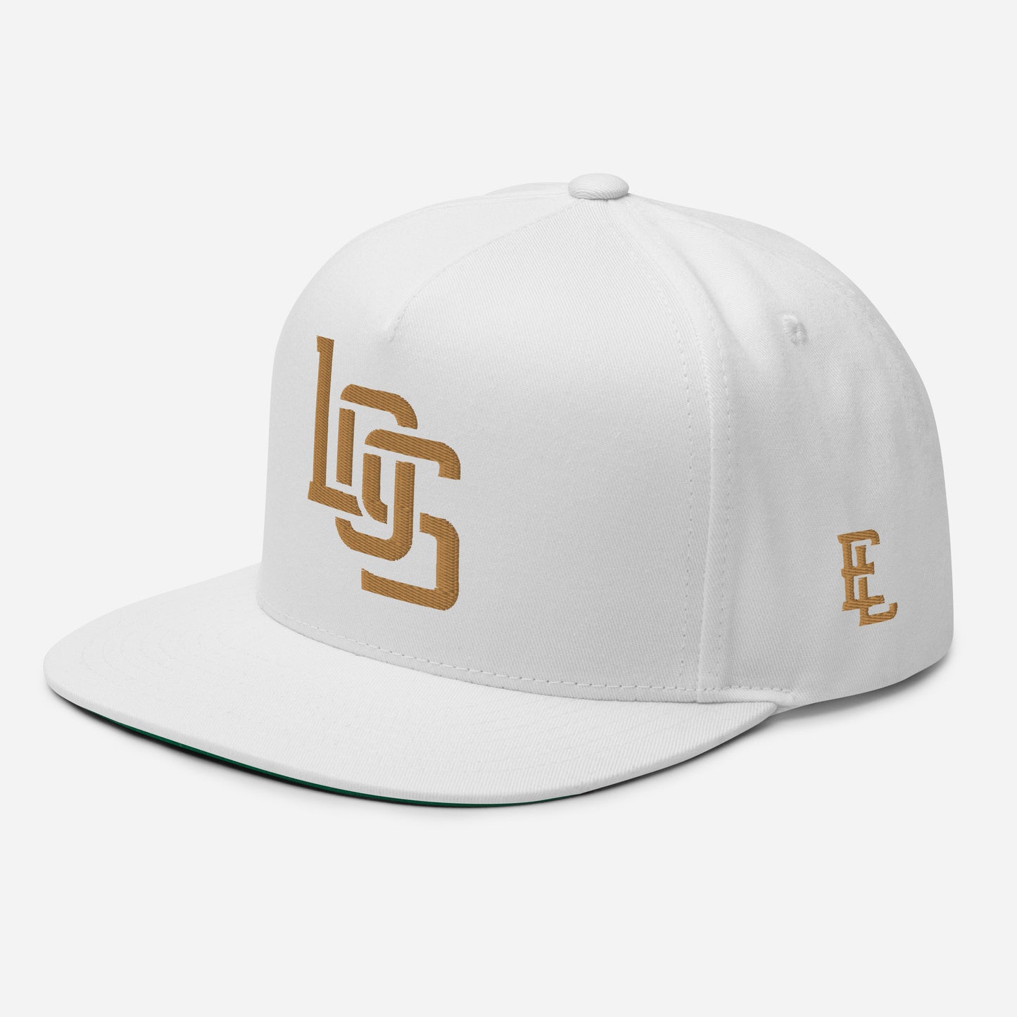"LOS" Flat Bill Cap | E Luna Brand ESSENTIAL | 2 Old Gold Thread Logos