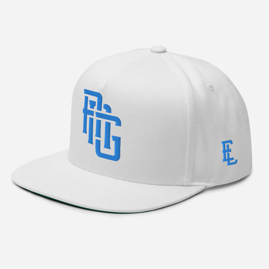 "ANG" Flat Bill Cap | E Luna Brand ESSENTIAL | 2 Aqua/Teal Thread Logos