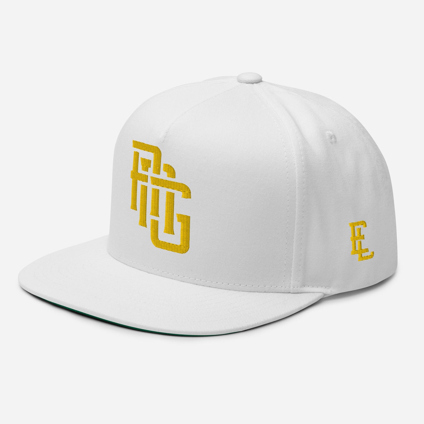 "ANG" Flat Bill Cap | E Luna Brand ESSENTIAL | 2 Gold Thread Logos
