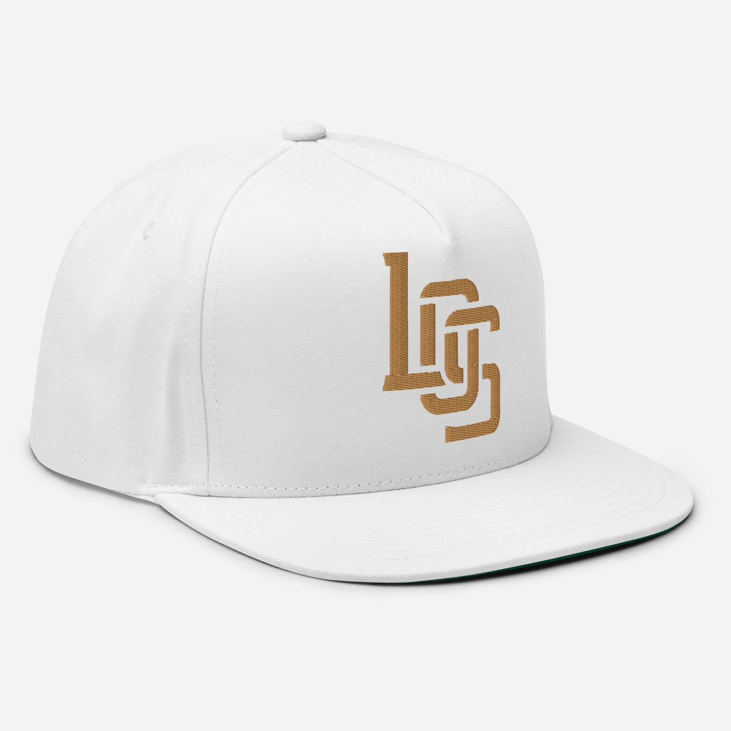 "LOS" Flat Bill Cap | E Luna Brand ESSENTIAL | 2 Old Gold Thread Logos