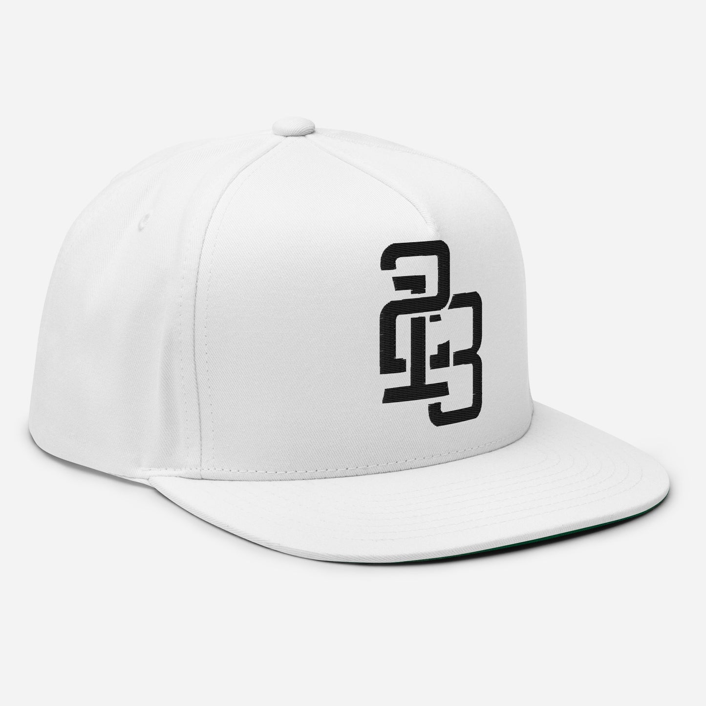 "213" Flat Bill Cap | Yupoong 6007 | E Luna ESSENTIAL Duocrest 2 Black Thread Front & Left Side Logos