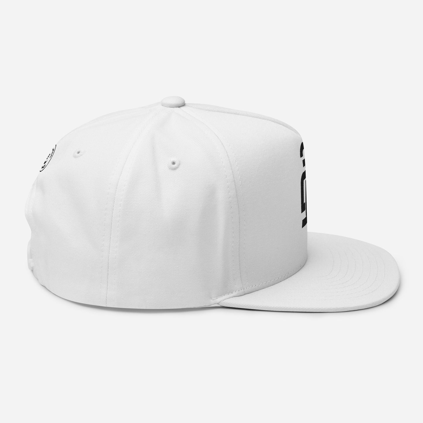 "213" Flat Bill Cap | Yupoong 6007 | E Luna SELECT Tricrest 3 Black Thread Front, Left Side & Back Logos