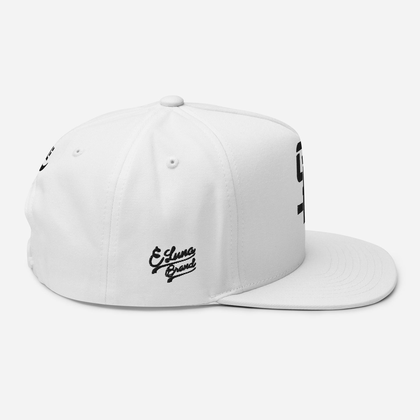 "SAN" Flat Bill Cap | E Luna Brand PREMIUM | 4 Black Thread Logos | 3D Puff Edition