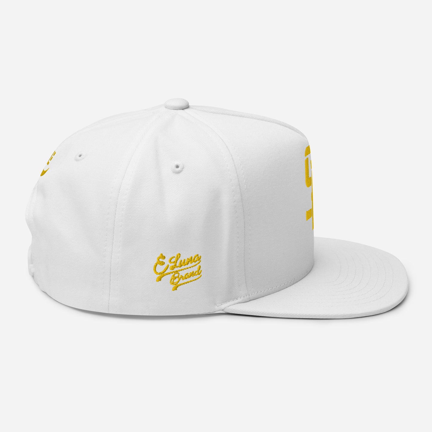 "SAN" Flat Bill Cap | E Luna Brand PREMIUM | 4 Gold Thread Logos | 3D Puff Edition