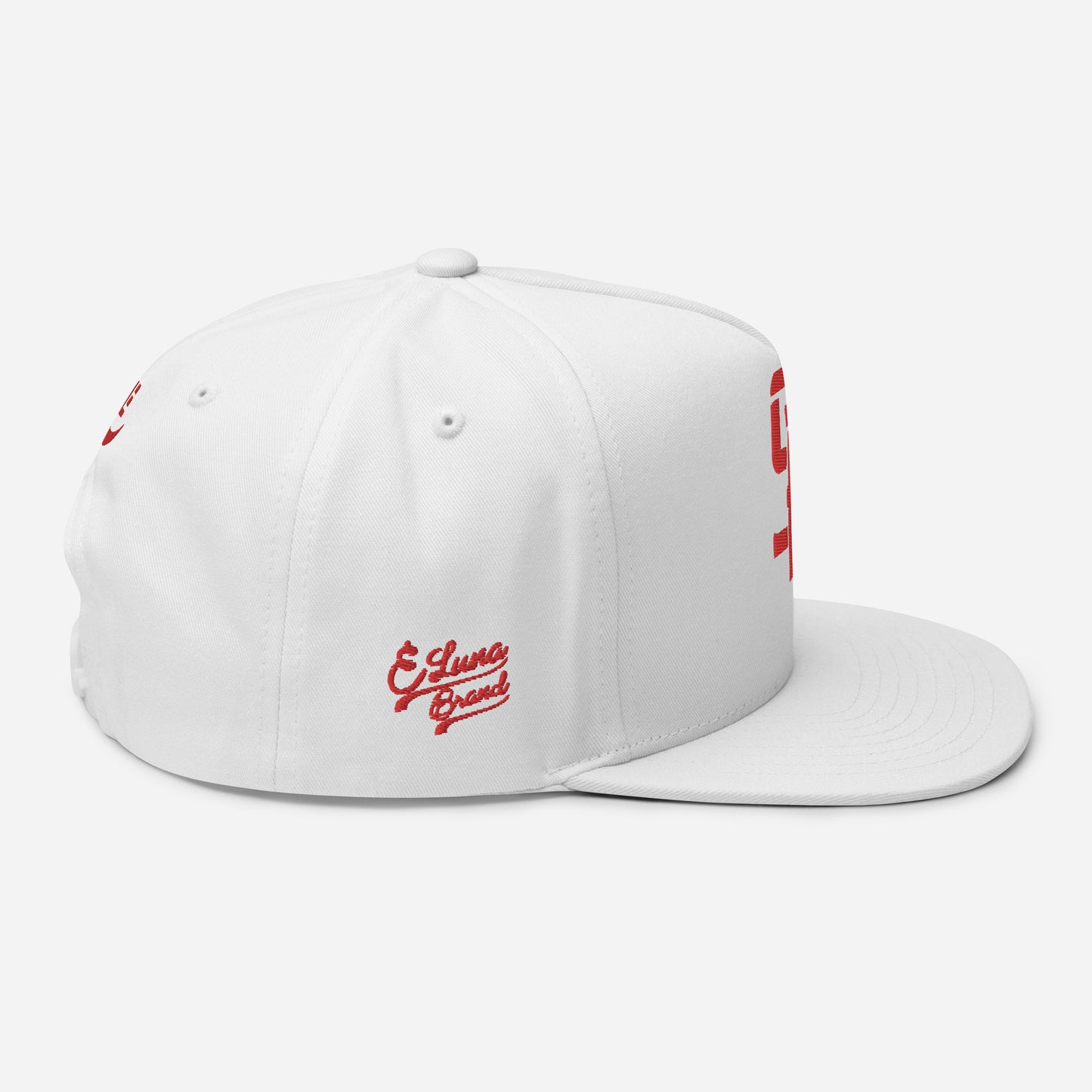 "SAN" Flat Bill Cap | E Luna Brand PREMIUM | 4 Red Thread Logos | 3D Puff Edition
