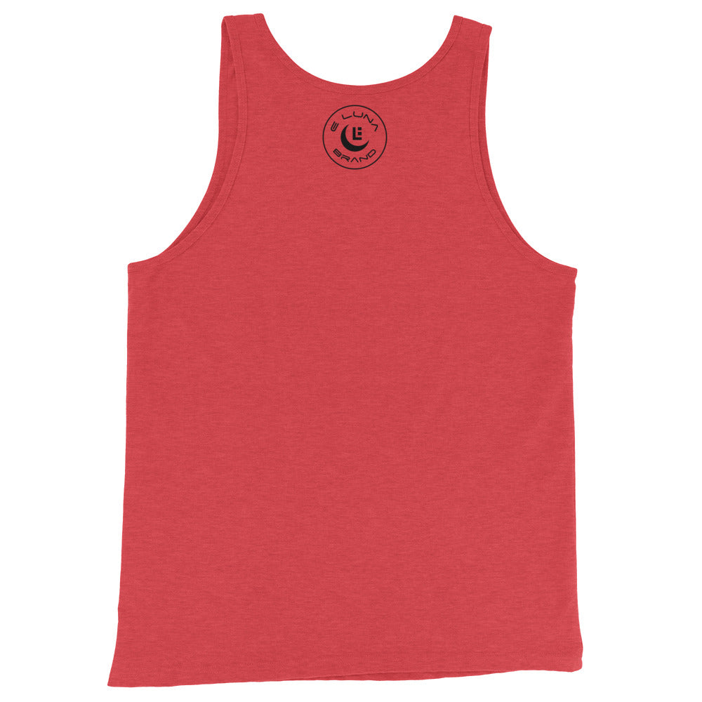 "SAN" Men’s Staple Tank Top | E Luna Brand CHOICE | 2 Black Logos: Front & Outside Back Label
