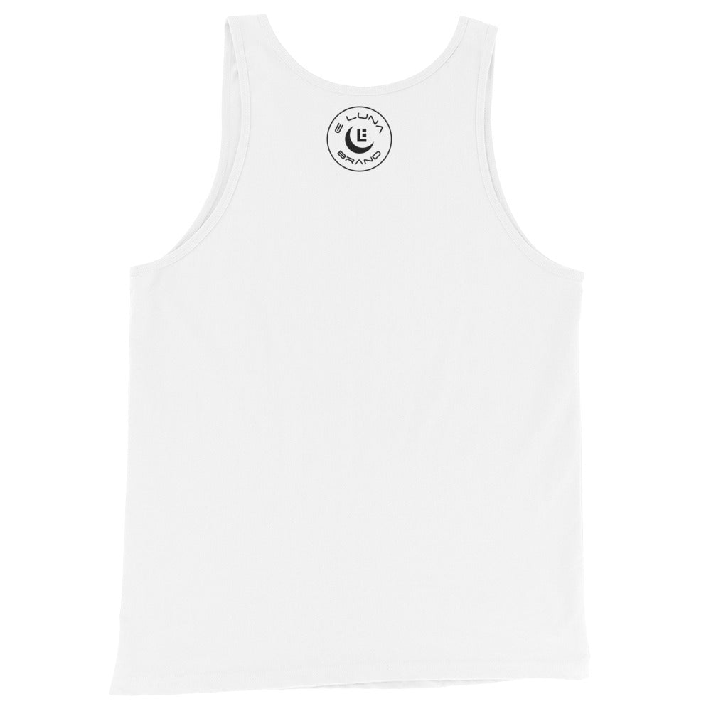 "SAN" Men’s Staple Tank Top | E Luna Brand CHOICE | 2 Black Logos: Front & Outside Back Label