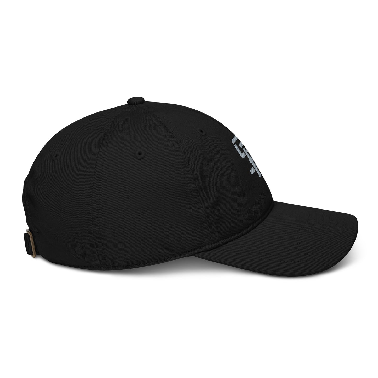 "SAN" Organic Baseball Cap | Econscious EC7000 | E Luna Brand ESSENTIAL Duocrest 2 Grey Thread Logos: Front & Left