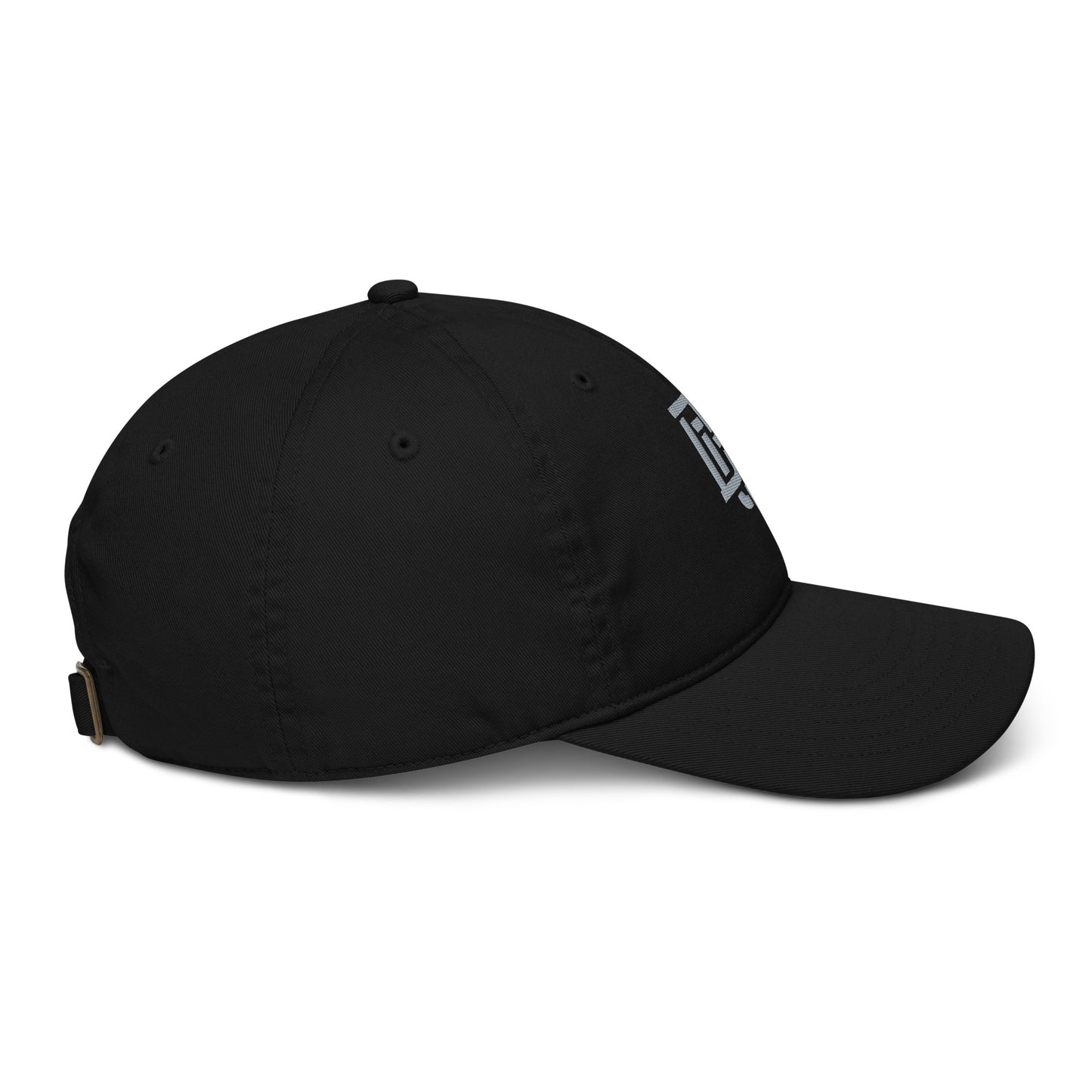 "DGO" Organic Baseball Cap | Econscious EC7000 | E Luna Brand ESSENTIAL Duocrest 2 Grey Thread Logos: Front & Left