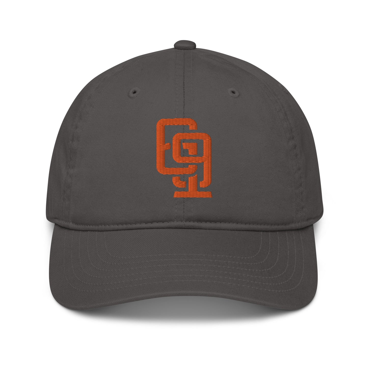 "619" Organic Baseball Cap | E Luna Brand ESSENTIAL | 2 Orange Thread Logos