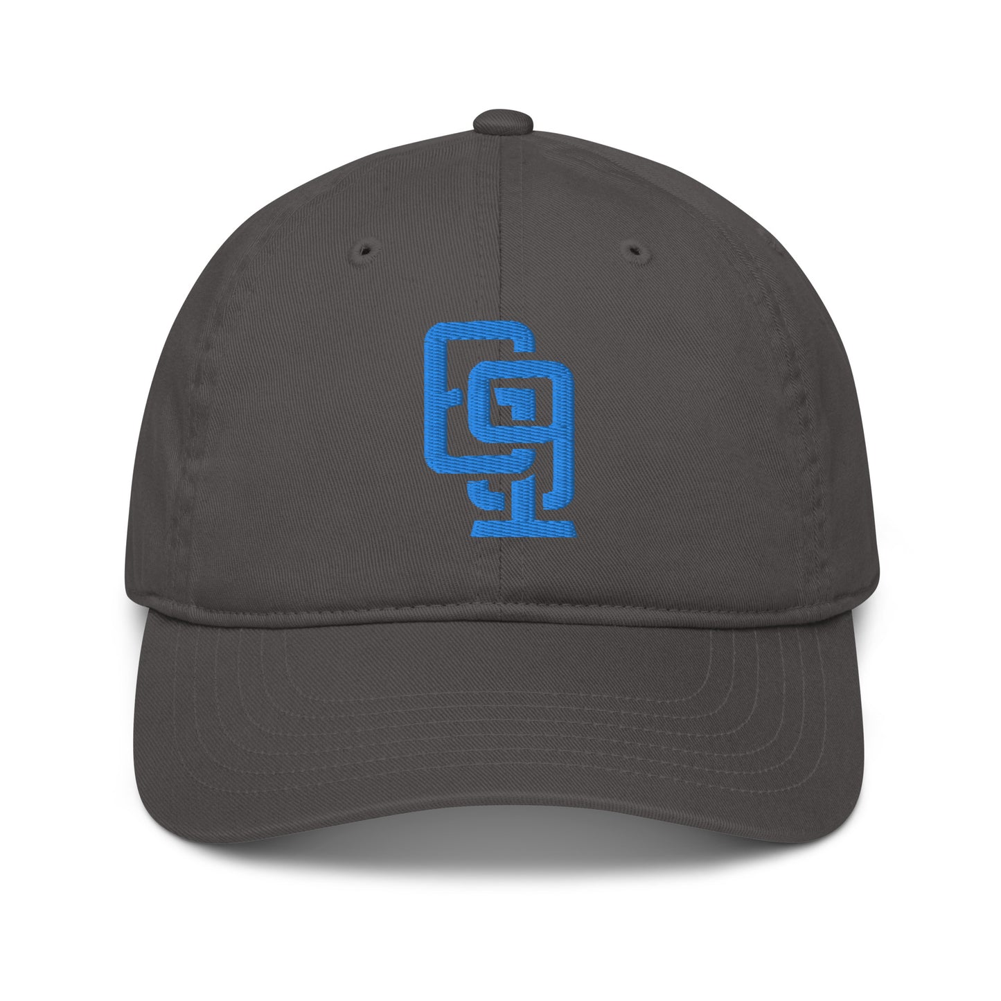 "619" Organic Baseball Cap | E Luna Brand ESSENTIAL | 2 Aqua/Teal Thread Logos