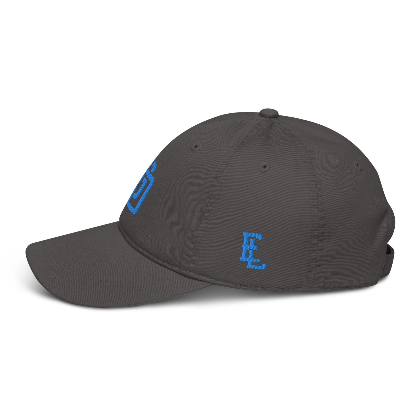 "DGO" Organic Baseball Cap | Econscious EC7000 | E Luna Brand ESSENTIAL Duocrest 2 Aqua/Teal Thread Logos: Front & Left