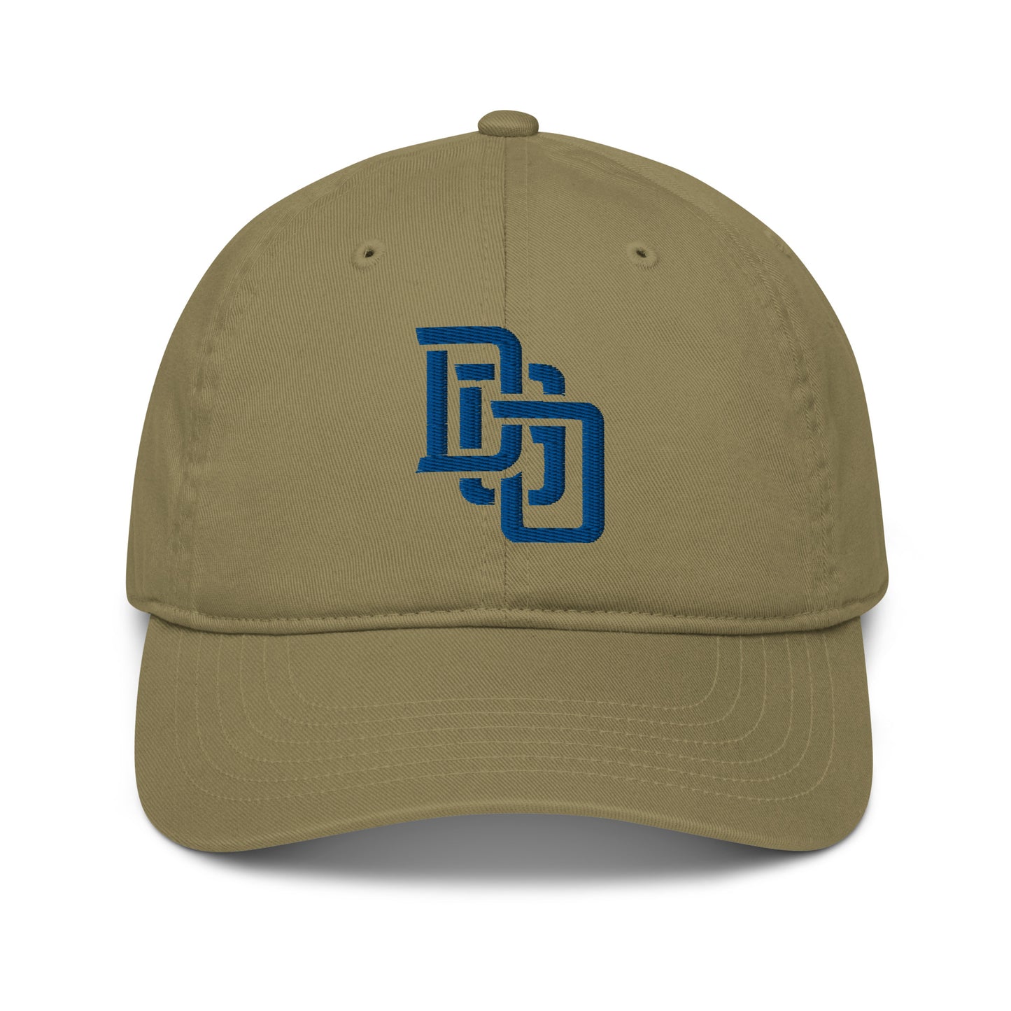 "DGO" Organic Baseball Cap | Econscious EC7000 | E Luna Brand ESSENTIAL Duocrest 2 Royal Thread Logos: Front & Left