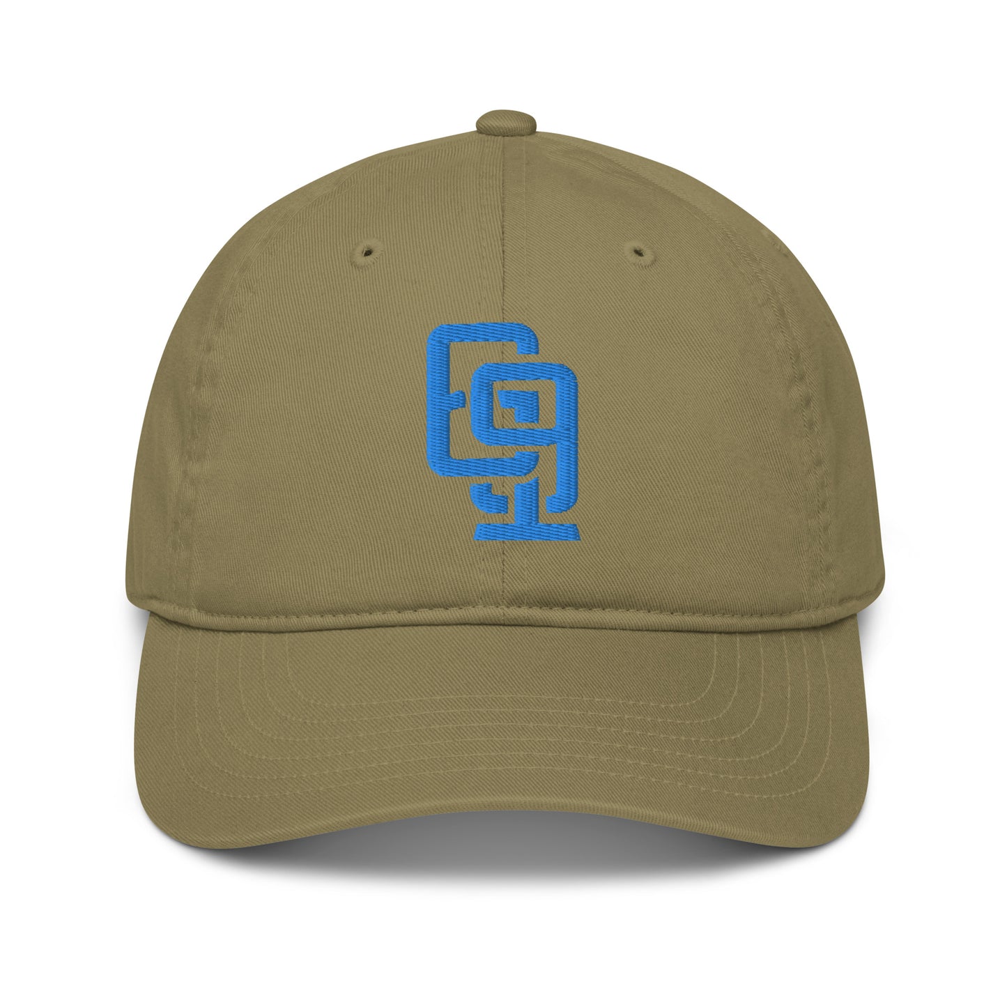"619" Organic Baseball Cap | E Luna Brand ESSENTIAL | 2 Aqua/Teal Thread Logos