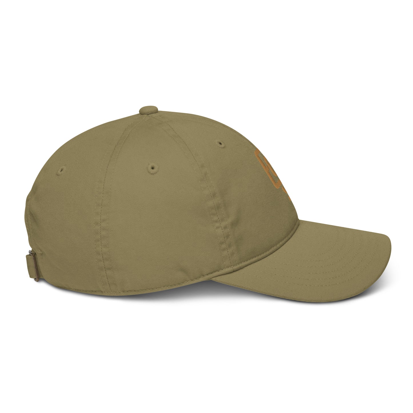 "619" Organic Baseball Cap | E Luna Brand ESSENTIAL | 2 Old Gold Thread Logos