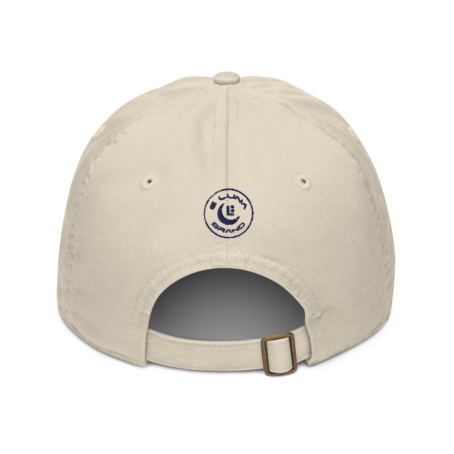 "213" Organic Baseball Cap | Econscious EC7000 | E Luna SELECT Duocrest 3 Navy Thread Front, Left Side & Back Logos