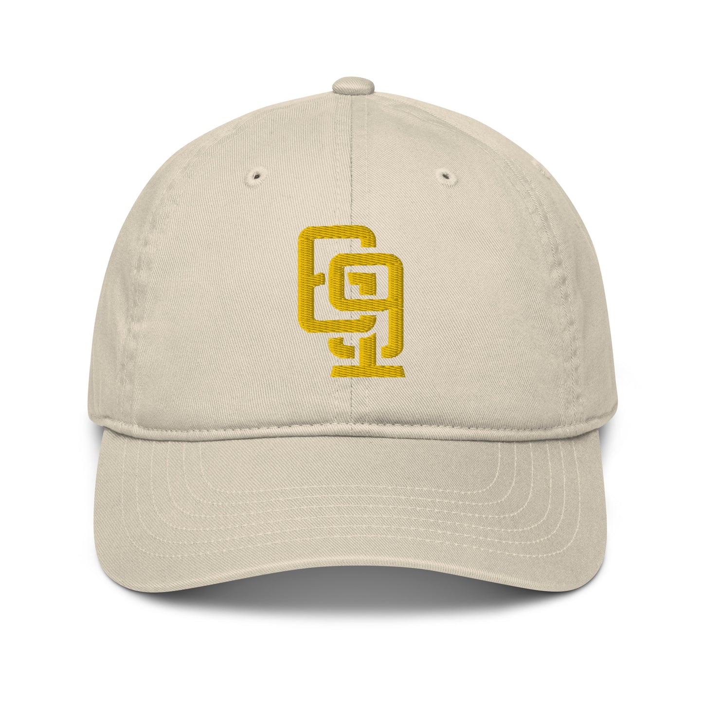 "619" Organic Baseball Cap | E Luna Brand ESSENTIAL | 2 Gold Thread Logos