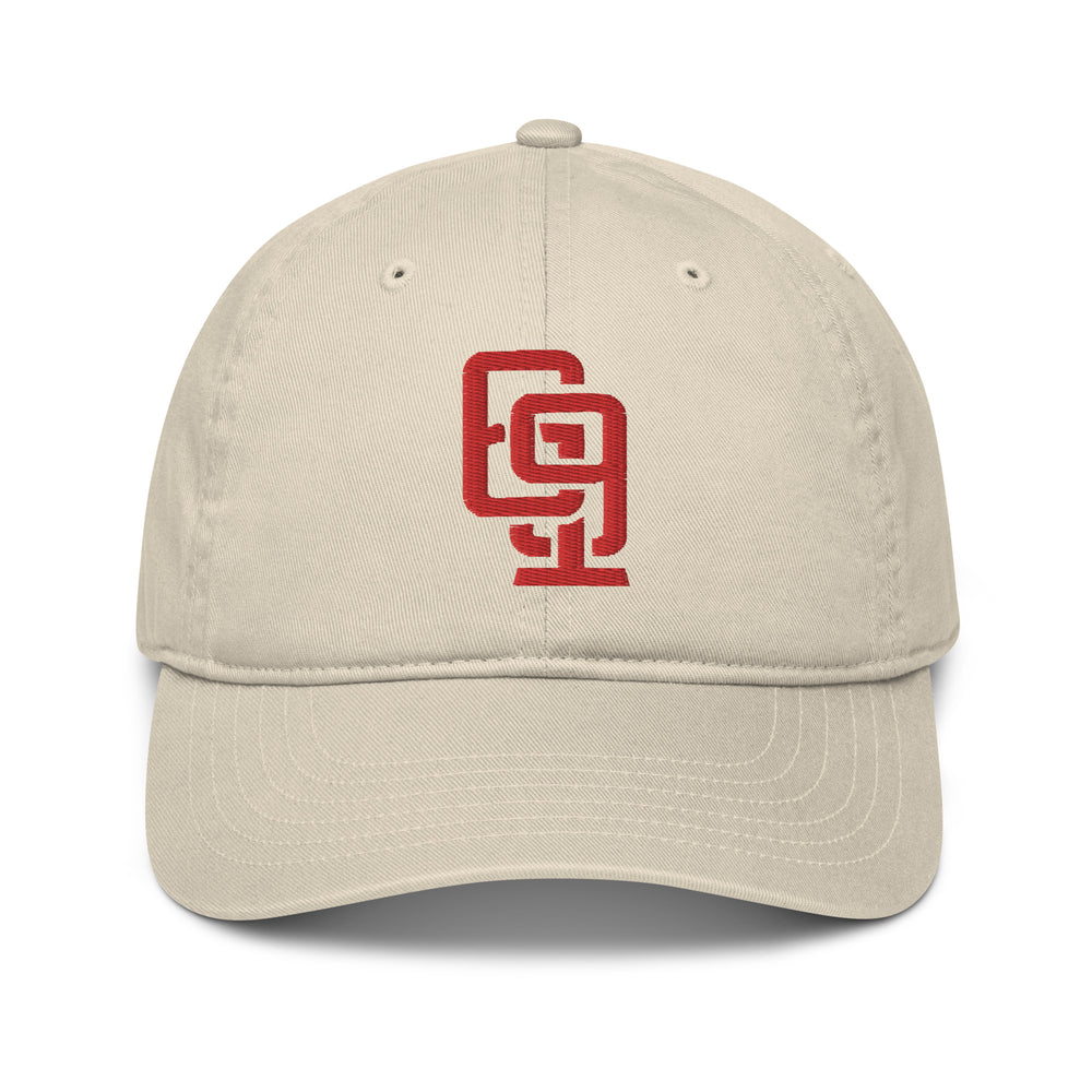 "619" Organic Baseball Cap | E Luna Brand ESSENTIAL | 2 Red Thread Logos | 3D Puff Edition