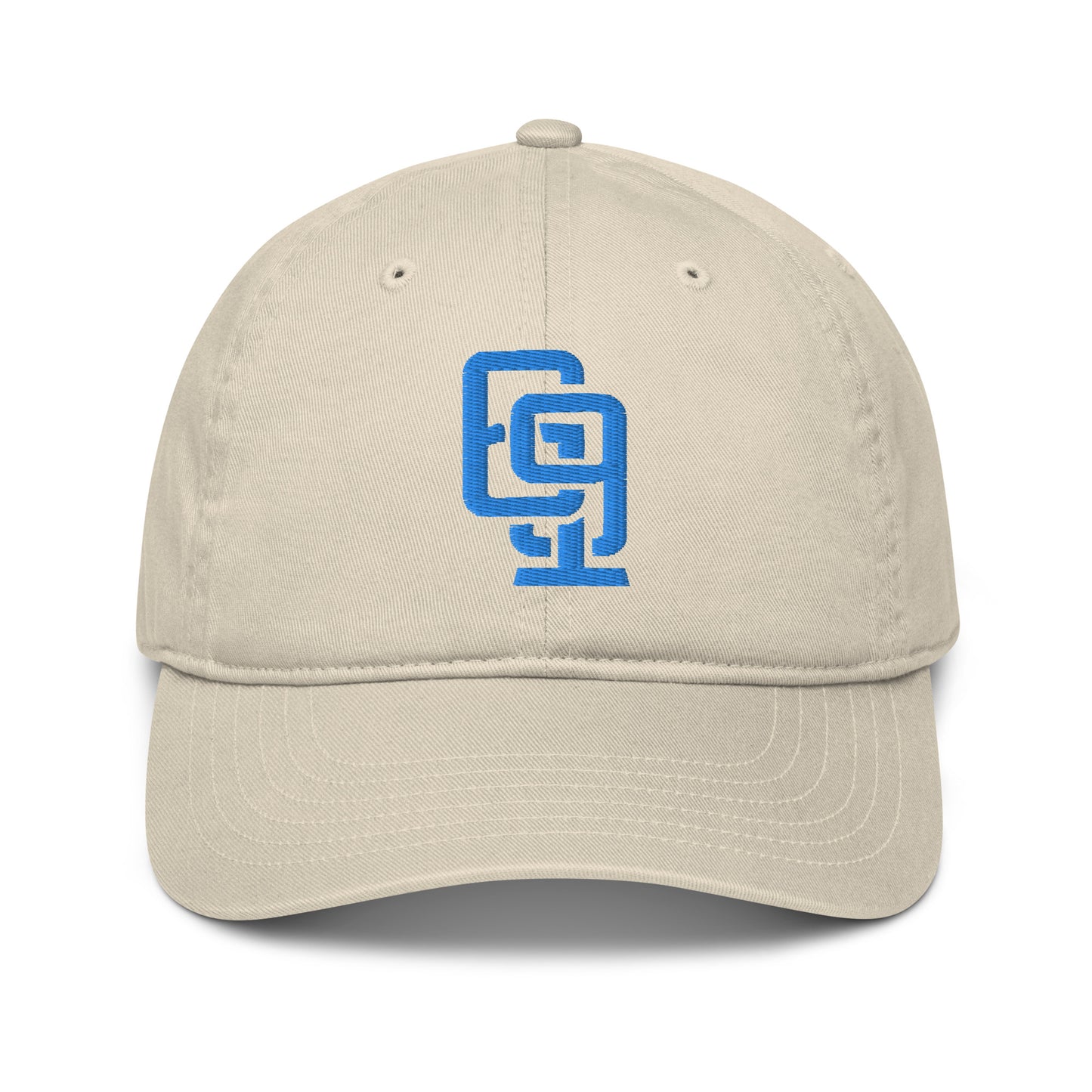 "619" Organic Baseball Cap | E Luna Brand ESSENTIAL | 2 Aqua/Teal Thread Logos