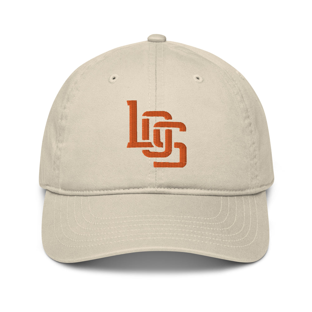 "LOS" Organic Baseball Cap | E Luna Brand ESSENTIAL | 2 Orange Thread Logos