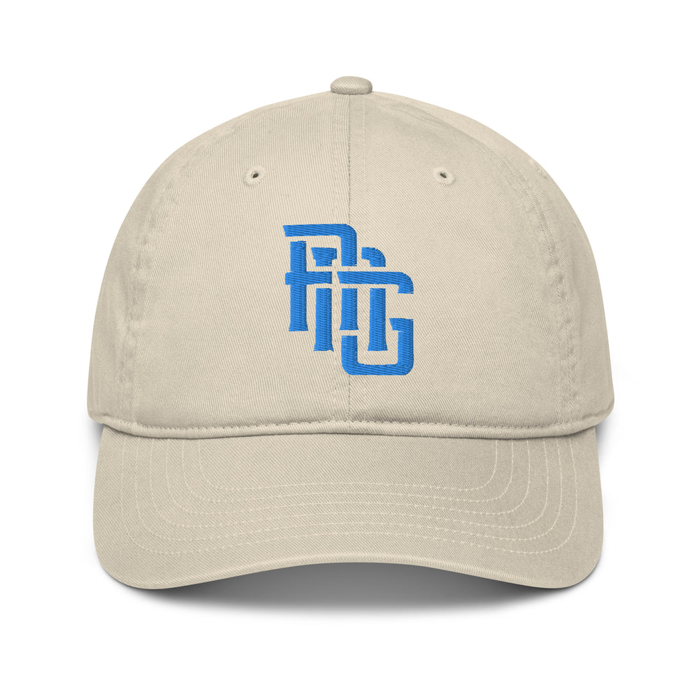 "ANG" Organic Baseball Cap | E Luna Brand ESSENTIAL | 2 Aqua/Teal Thread Logos