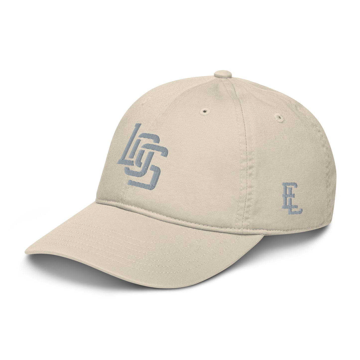"LOS" Organic Baseball Cap | E Luna Brand ESSENTIAL | 2 Grey Thread Logos