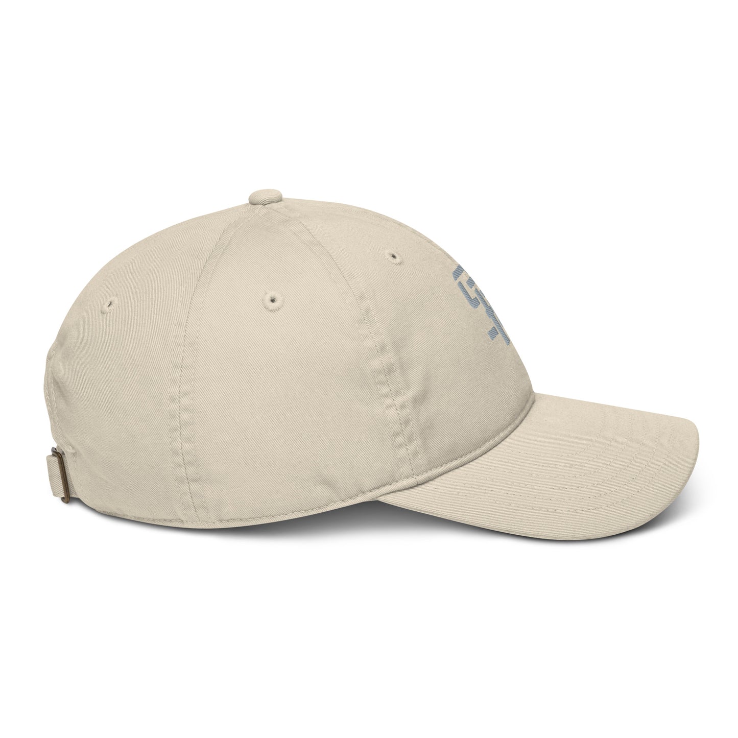 "SAN" Organic Baseball Cap | Econscious EC7000 | E Luna Brand ESSENTIAL Duocrest 2 Grey Thread Logos: Front & Left