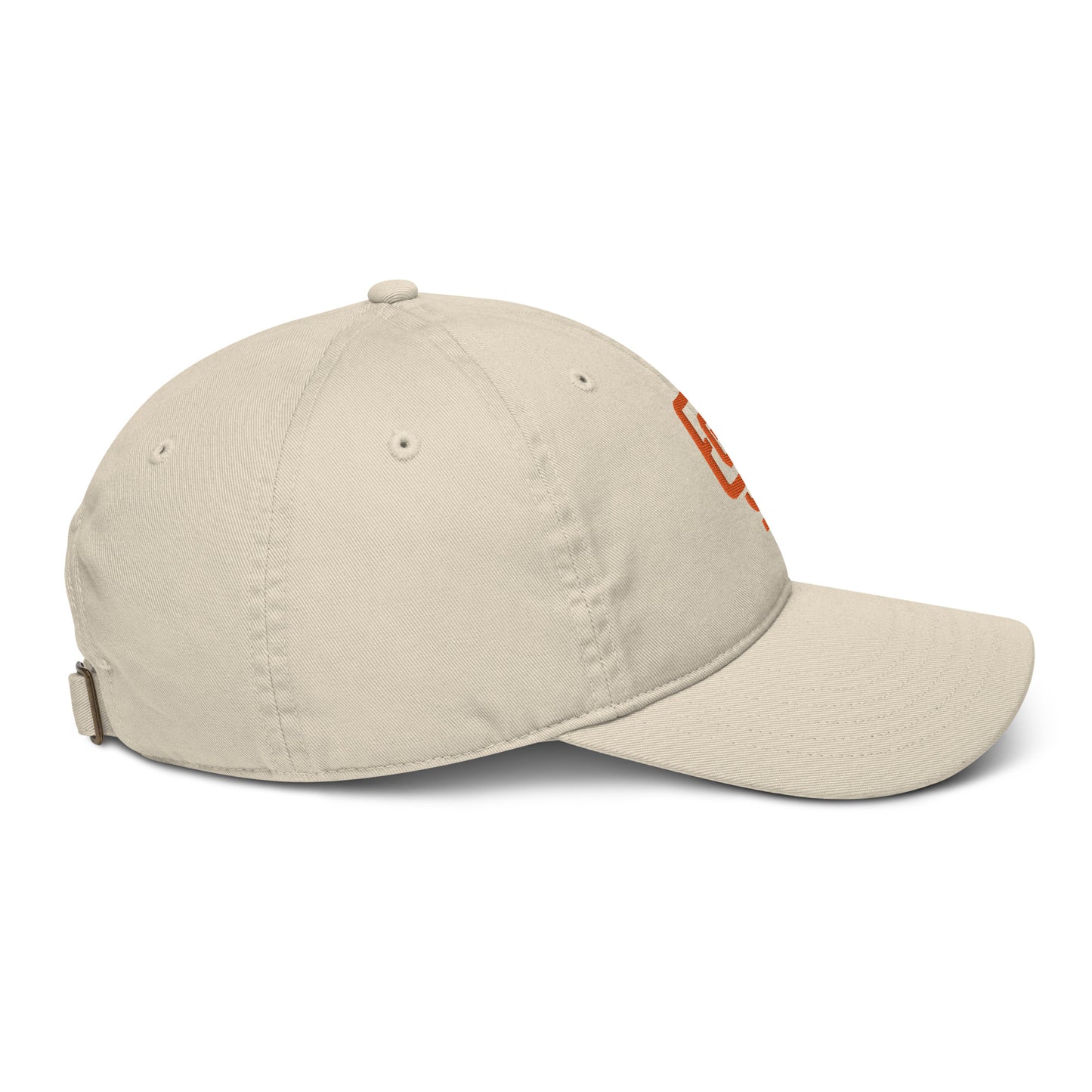 "619" Organic Baseball Cap | E Luna Brand ESSENTIAL | 2 Orange Thread Logos