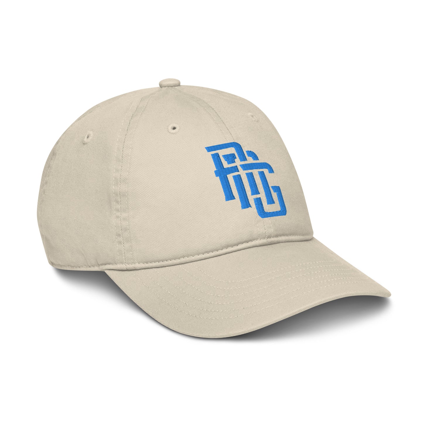 "ANG" Organic Baseball Cap | E Luna Brand ESSENTIAL | 2 Aqua/Teal Thread Logos