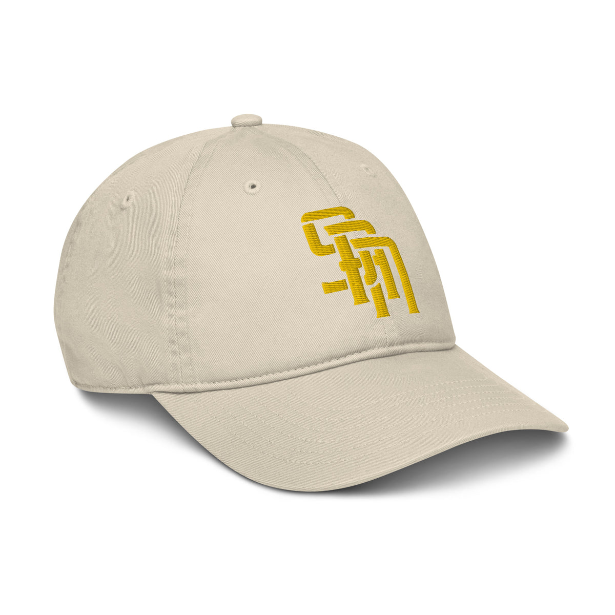"SAN" Organic Baseball Cap | E Luna Brand SELECT | 3 Gold Thread Logos | 3D Puff Edition