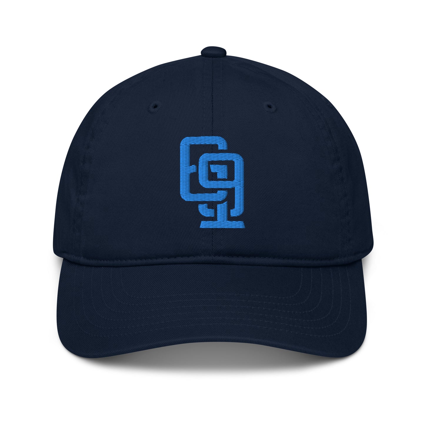"619" Organic Baseball Cap | E Luna Brand ESSENTIAL | 2 Aqua/Teal Thread Logos
