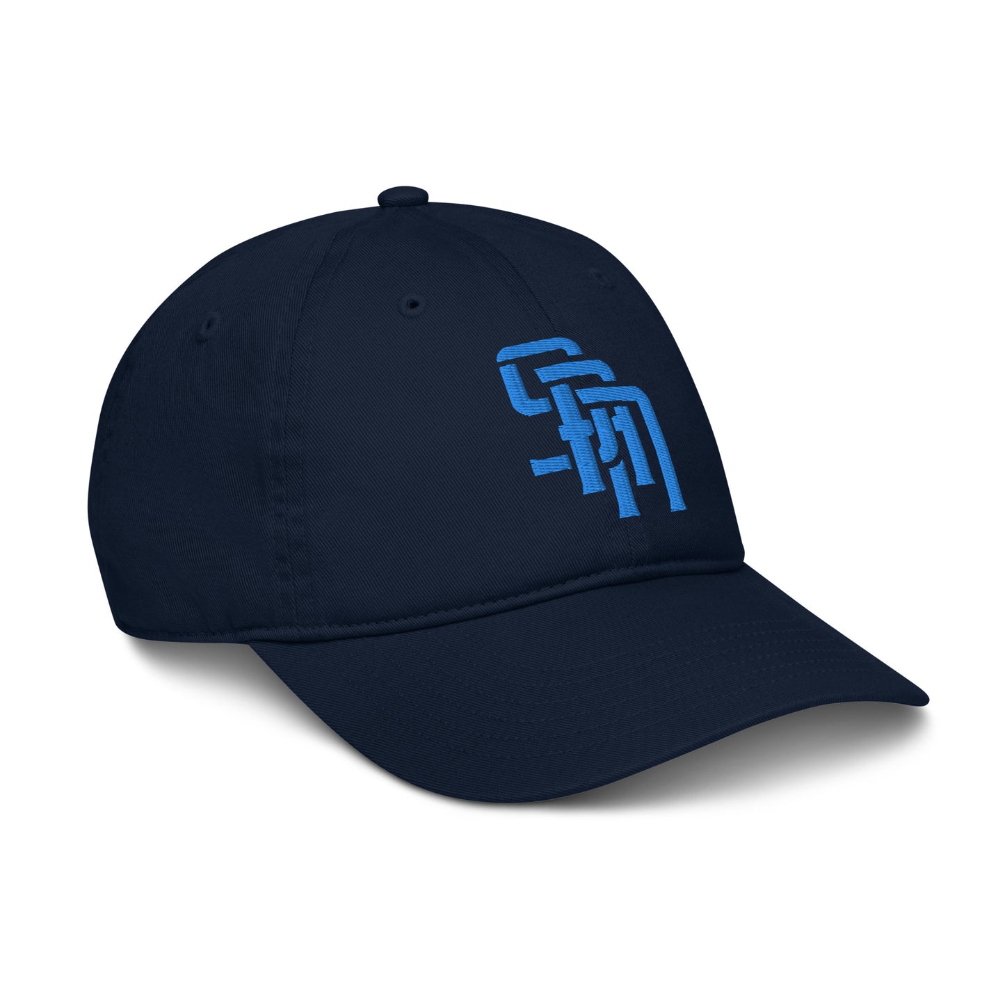 "SAN" Organic Baseball Cap | Econscious EC7000 | E Luna Brand ESSENTIAL Duocrest 2 Aqua/Teal Thread Logos: Front & Left