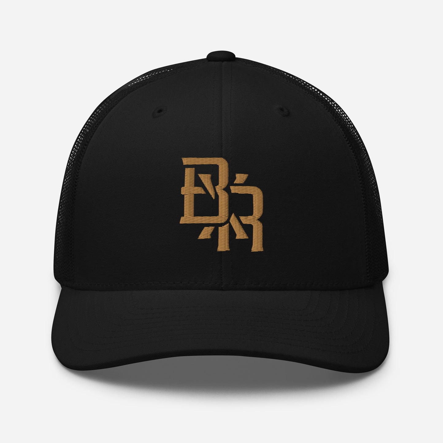 "BXR" Retro Trucker Hat | Yupoong 6606 | E Luna CLASSIC Solocrest 1 Old Gold Thread Front Logo