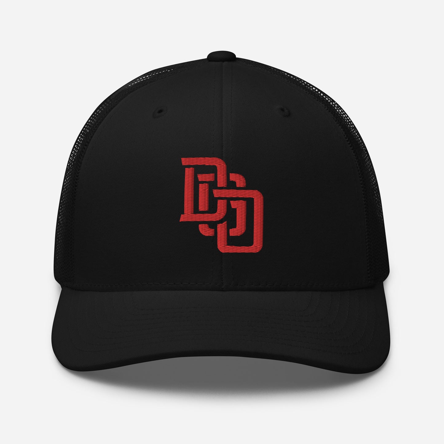 "DGO" Retro Trucker Hat | Yupoong 6606 | E Luna CLASSIC Solocrest 1 Red Thread Front Logo