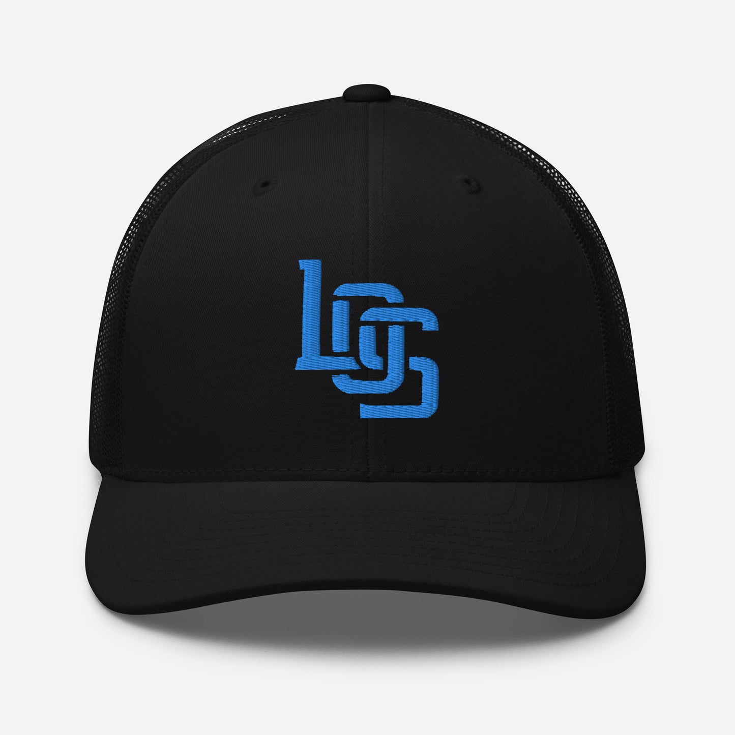 "LOS" Retro Trucker Hat | Yupoong 6606 | E Luna CLASSIC Solocrest 1 Aqua/Teal Thread Front Logo