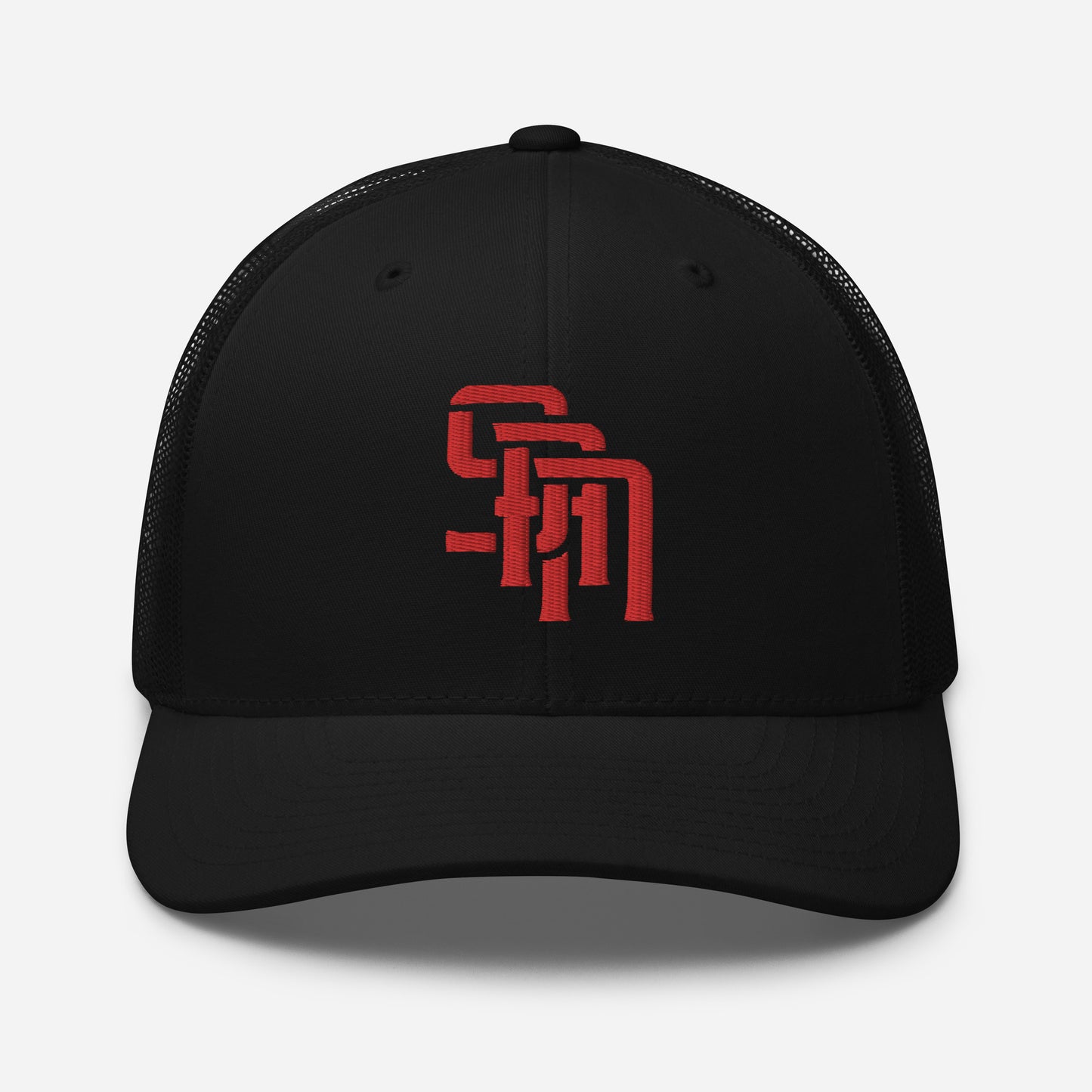 "SAN" Retro Trucker Hat | Yupoong 6606 | E Luna Brand CLASSIC Solocrest 1 Red Thread Front Logo